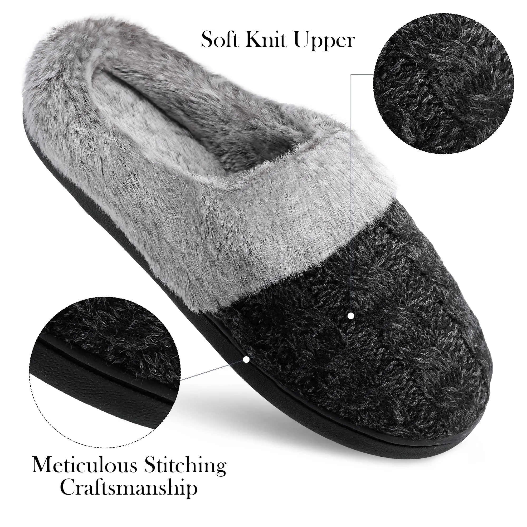 Slippers for Women Memory Foam Fuzzy House Slippers Bedroom Non-slip Warm Fluffy Plush Womens Slippers