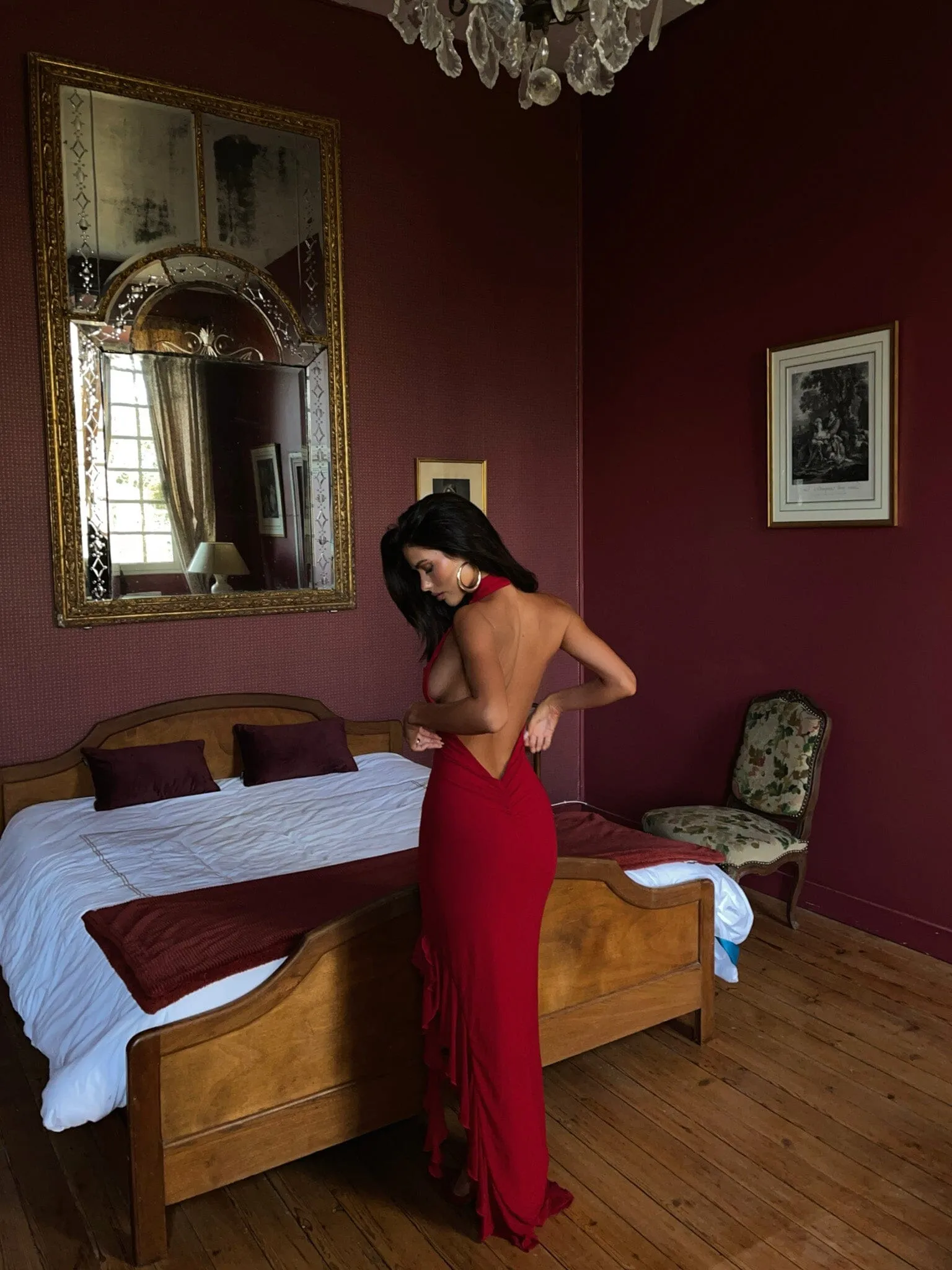 ZOEI MAXI DRESS DEEP RED
